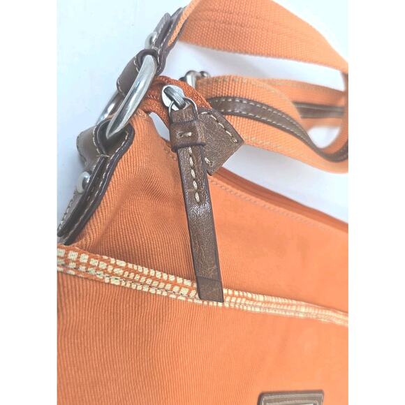 Fossil Long Live Vintage Orange Canvas Large 14x10 Bag Euc U216 - Picture 10 of 15